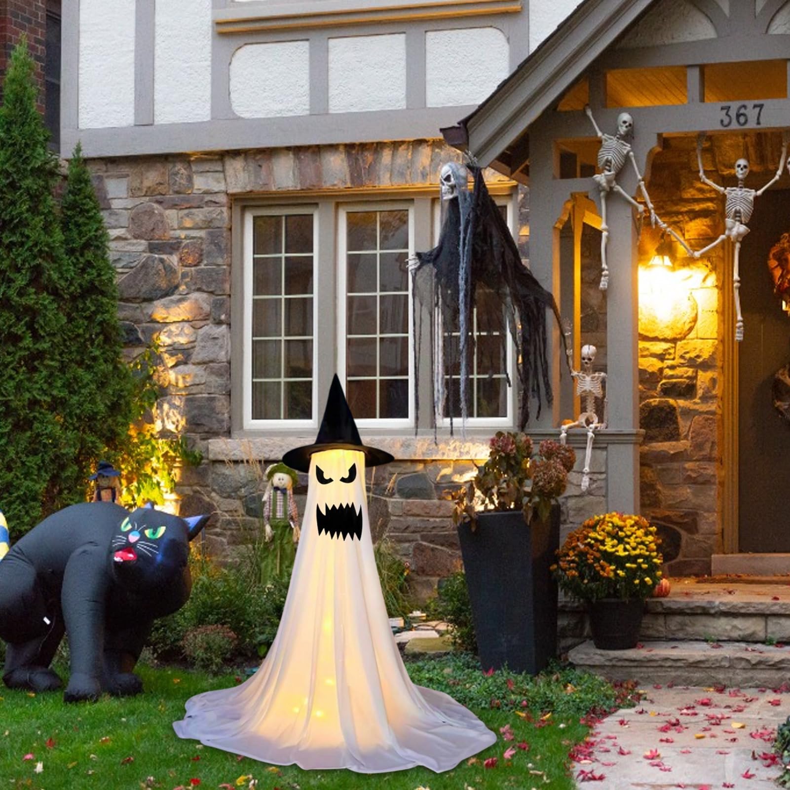 Halloweenowe Dekoracje Zewnętrzne Z Duchami Duża Straszna Sezonowa Ozdoba