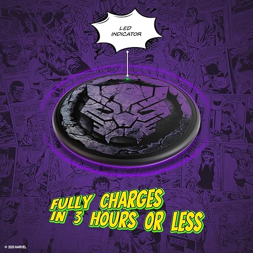 Miniatura 4 de Marvel Avengers - Almohadilla de carga inalámbrica Black Panther, estación de carga inalámbrica de 10 W con indicador LED para todos los