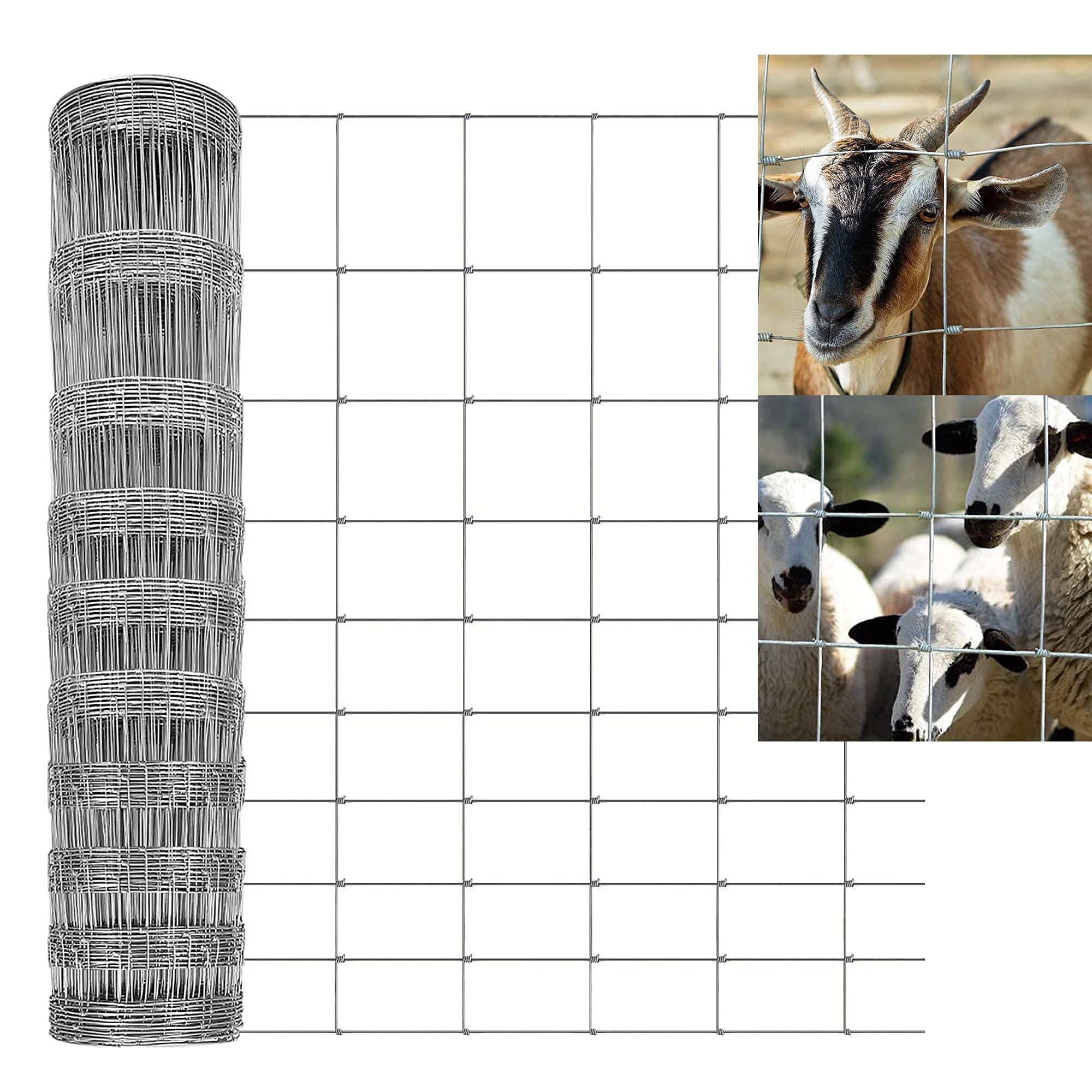 Stock Fencing L8 Livestock Fence 50m Long 80cm High Galvanised, for Pig Sheep Deer Cow Horse