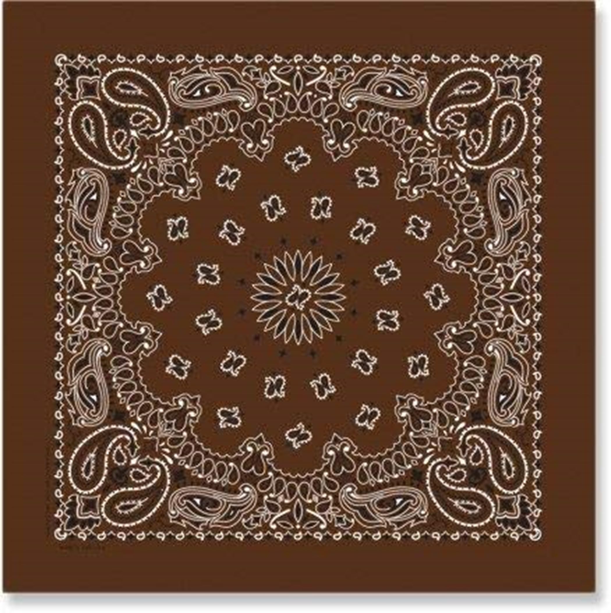 BISMAADH100% Western Design Cotton Paisley Bandana, Brown, Free