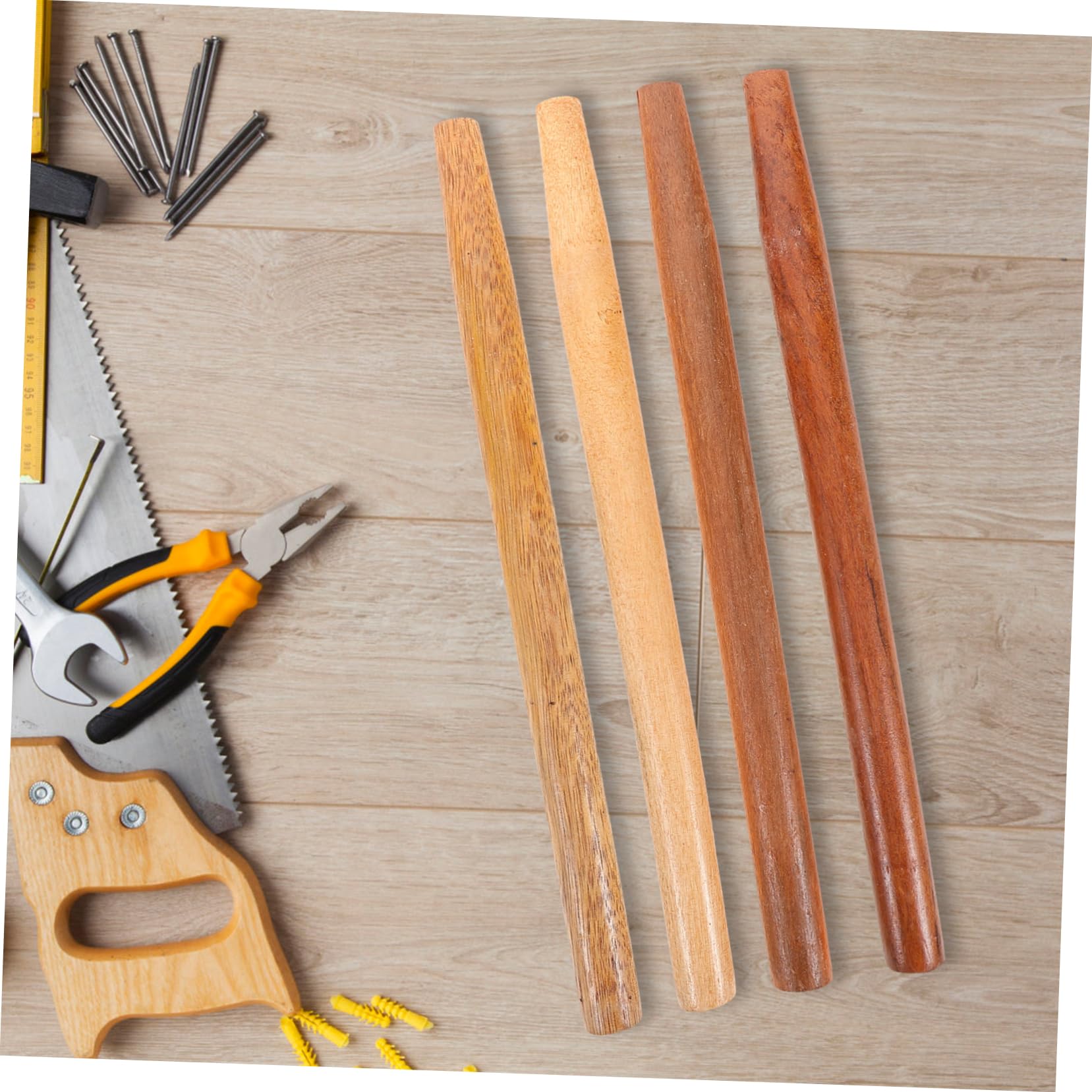 ifundom 4 Stück Hartholzstiele für Gartenschaufeln und Hacken Ergonomischer Griff Langlebiges Holz Verlängerter Griff für Garten und Landwirtschaftliche Geräte