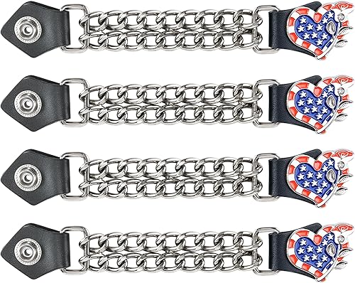 Dream Apparel 4 extensores de chaleco de motocicleta para mujer, extensores de chaleco de motociclista con extremos de piel sintética y cadenas