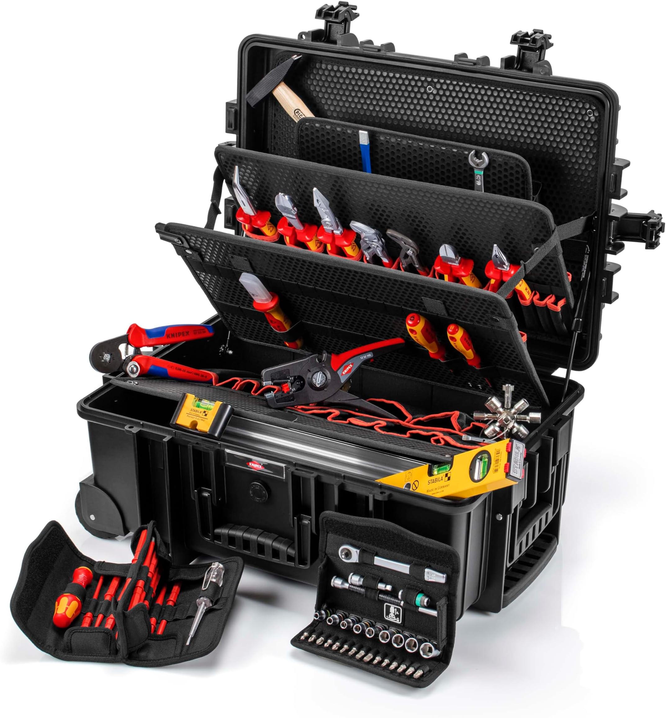Tool Case "Robust45 Move" Electro, 63 Parts, on Wheels, Telescopic Handle, 147 Inserting Options, 45 L Volume, Tool Trolley, Toolbox, 00 21 37