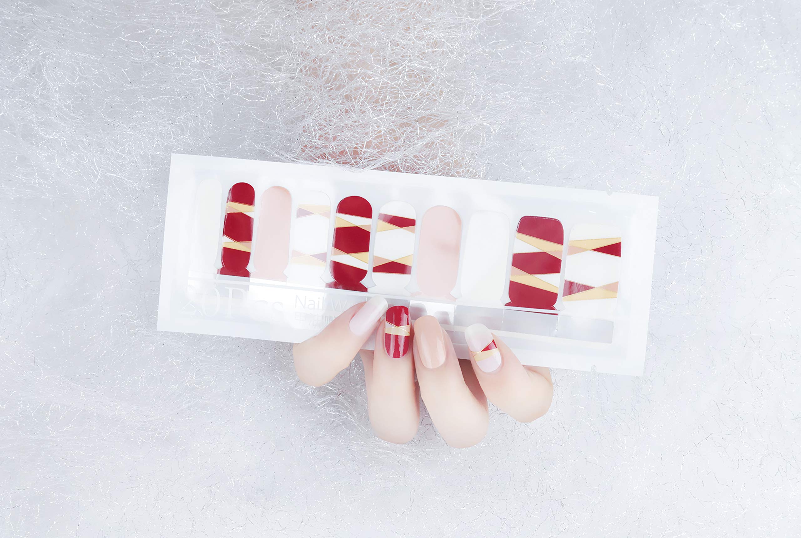 LIHI Color Lab EXTRE ADHESION 22PCS Nail Art Transfer Decals Sticker DIY Nail Polish Strips,Nail Wraps, Nail Patch, 100% Real Nail polish sheets applique for Manicure, Wedding, Party, S0102 Happiness