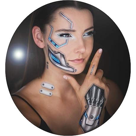 Steampunk Death Metal Tattoo Temporary Face Transfers, Quirky Cyborg Art for those...