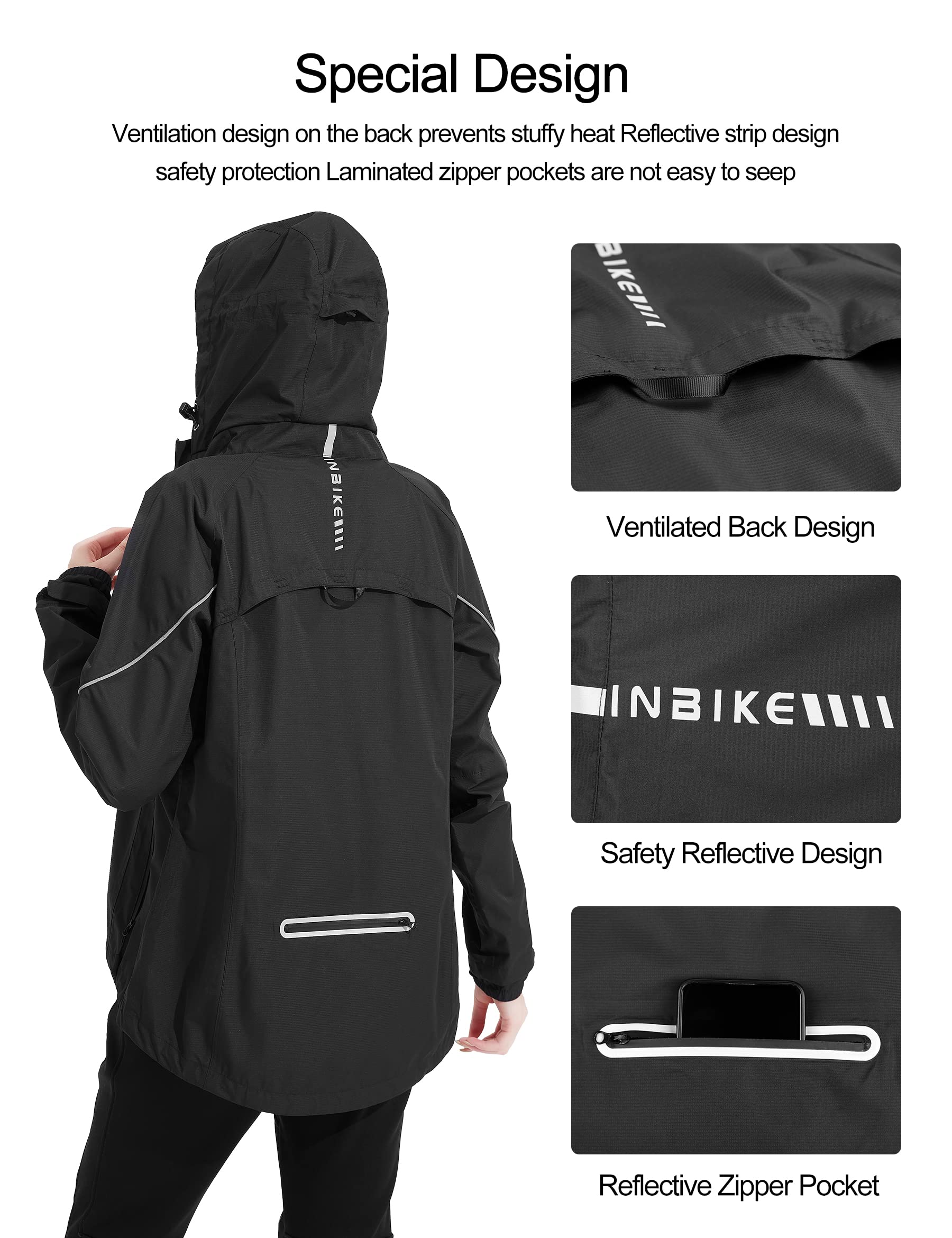 INBIKE Veste de Pluie Cyclisme pour Femme Imperméable Tenue Intersaison Respirant Légère Coupe-Vent Femme Imperméable Sport de Plein Air WB810