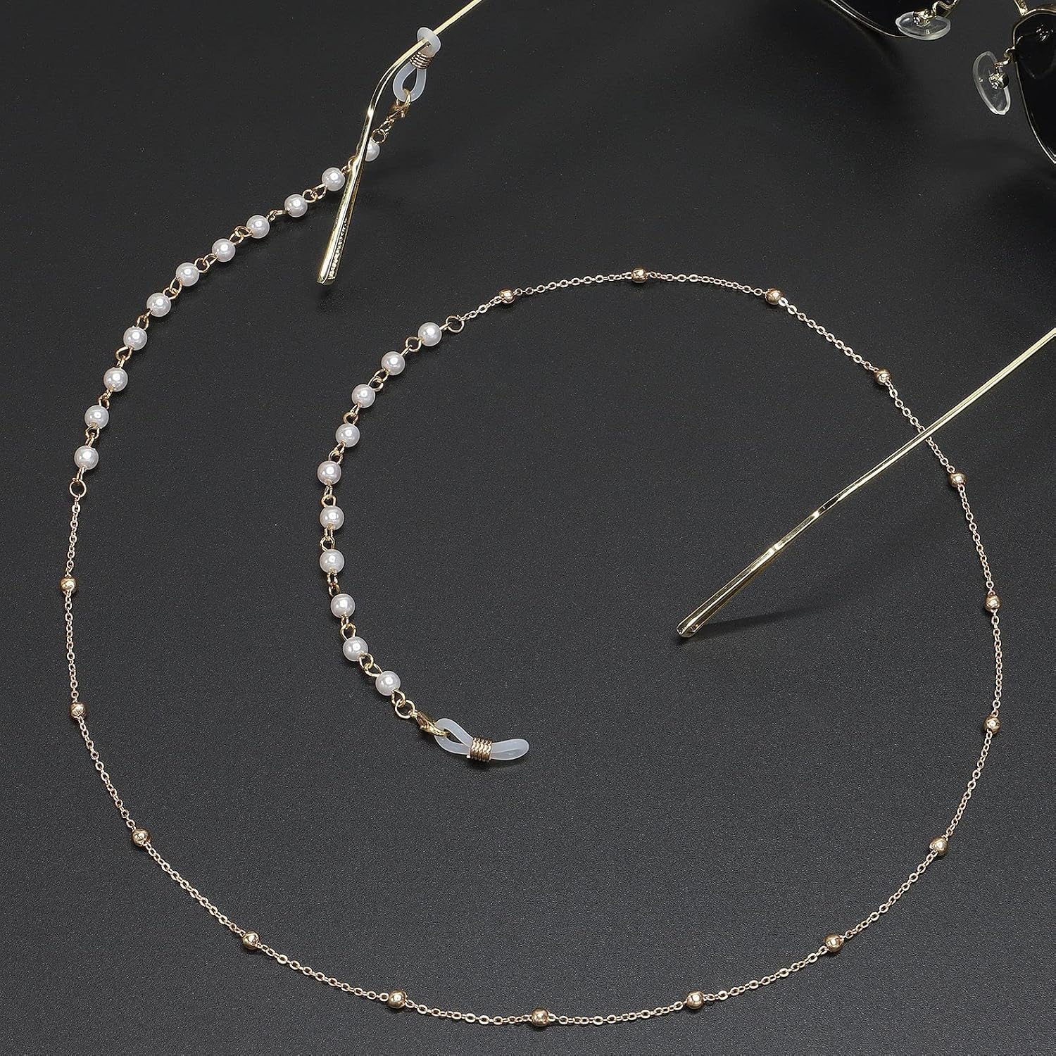 HOOENG Eyeglass Strap Glasses Chains for Women Metal Beaded Face Mask Lanyard Elegant Eyewear Retainer Glasses Cord (Color : Silver, Size : 1)