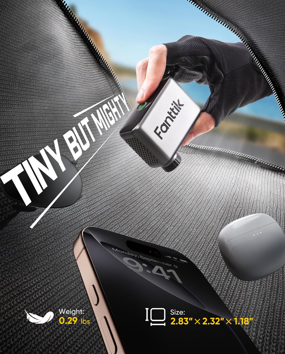Bomba eléctrica para Bicicletas Fanttik X10 Ace Tiny Mini, Bomba de Aire compacta de 120 PSI con válvula Presta y Schrader, Bomba eléctrica de inflado rápido para Bicicletas,