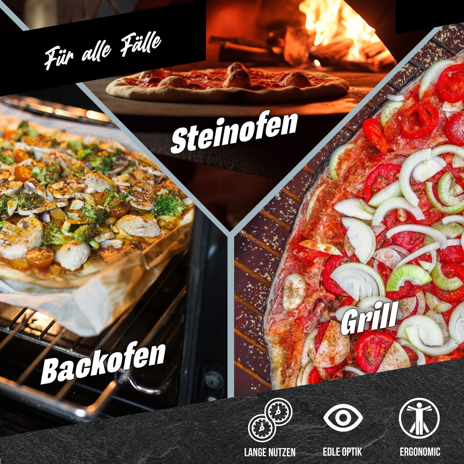 Profi Pizzaschaufel XXL, Aluminium Pizzaschieber Pizzaheber Brotback-Schieber platzsparendes Premium Modell Holz-Griff, eckiger Brotschieber Must-Have Zubehör für Pizzabäcker (Klappbarer Griff)