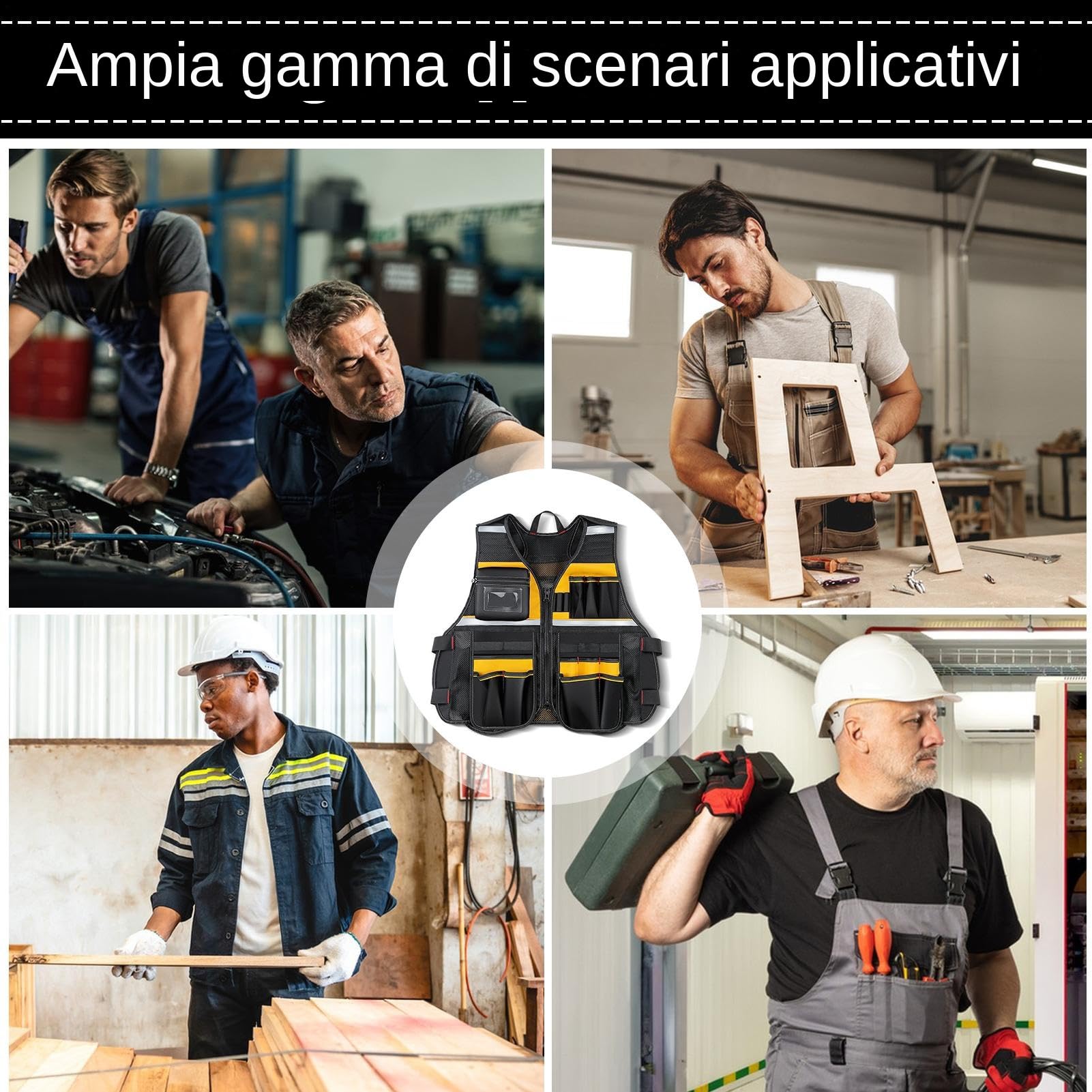 Chaleco De Trabajo De Construcción - Tirantes Ajustables Para Cinturón | Porta Herramientas, Chaqueta Ligera Y Cómoda, Organizador Antidesgaste | Práctico Chaleco Porta Herramientas Con Bolsillo Par