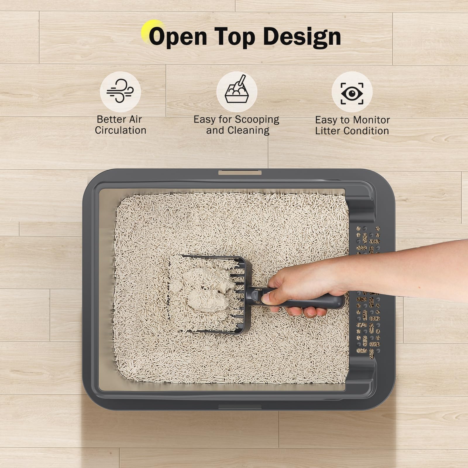 Stainless Steel Cat Litter Box with Lid, High-Sided Metal Litter Pan for Small Cats, Kitty Litter Box, Non-Stick & Odor-Resistant, Anti-Urine Leakage, Easy to Clean, Scoop Included - image 8