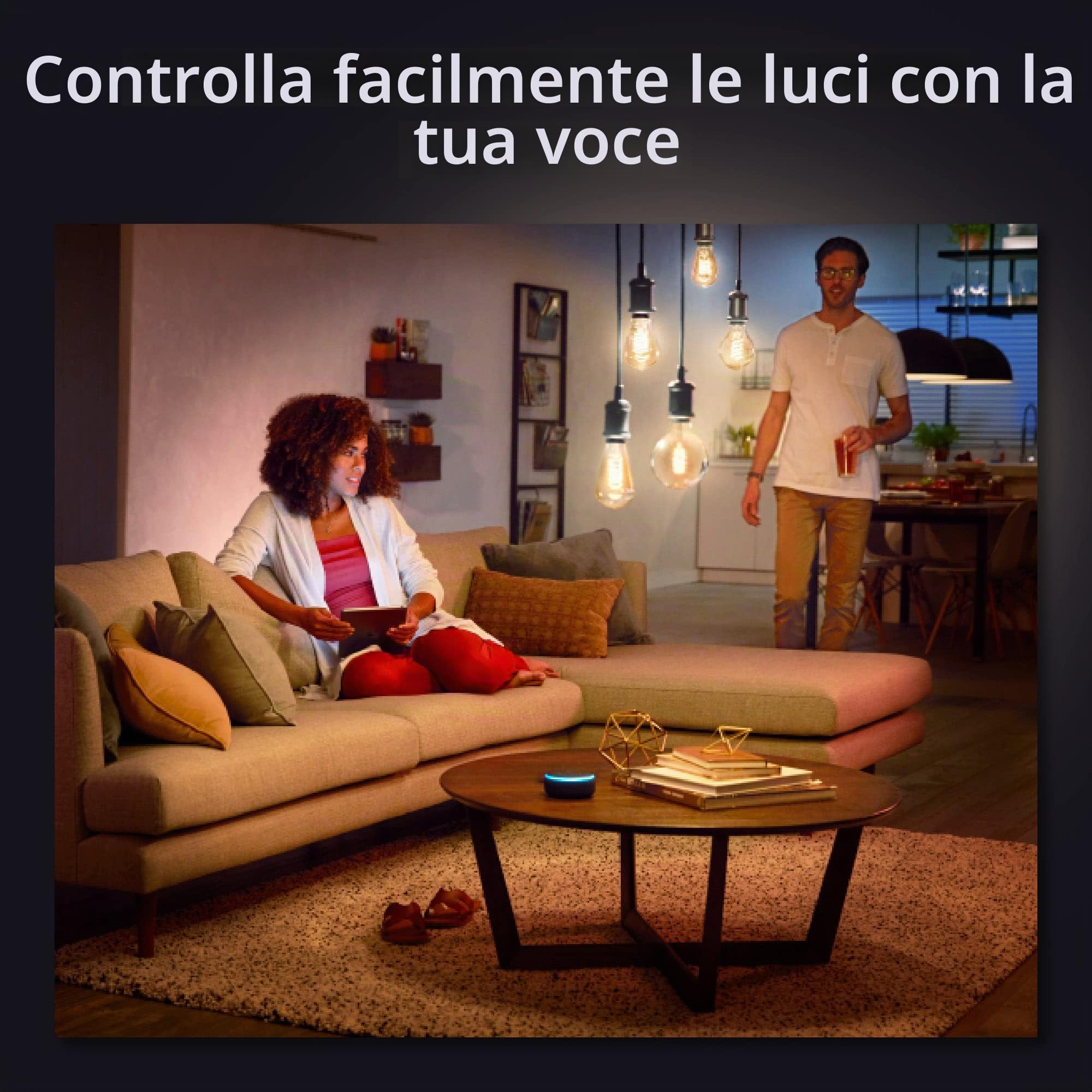 Philips Hue White Filament, Lampadina LED Smart a Filamento, Attacco E27, Luce Bianca Calda, Dimmerabile (Confezione da 3)