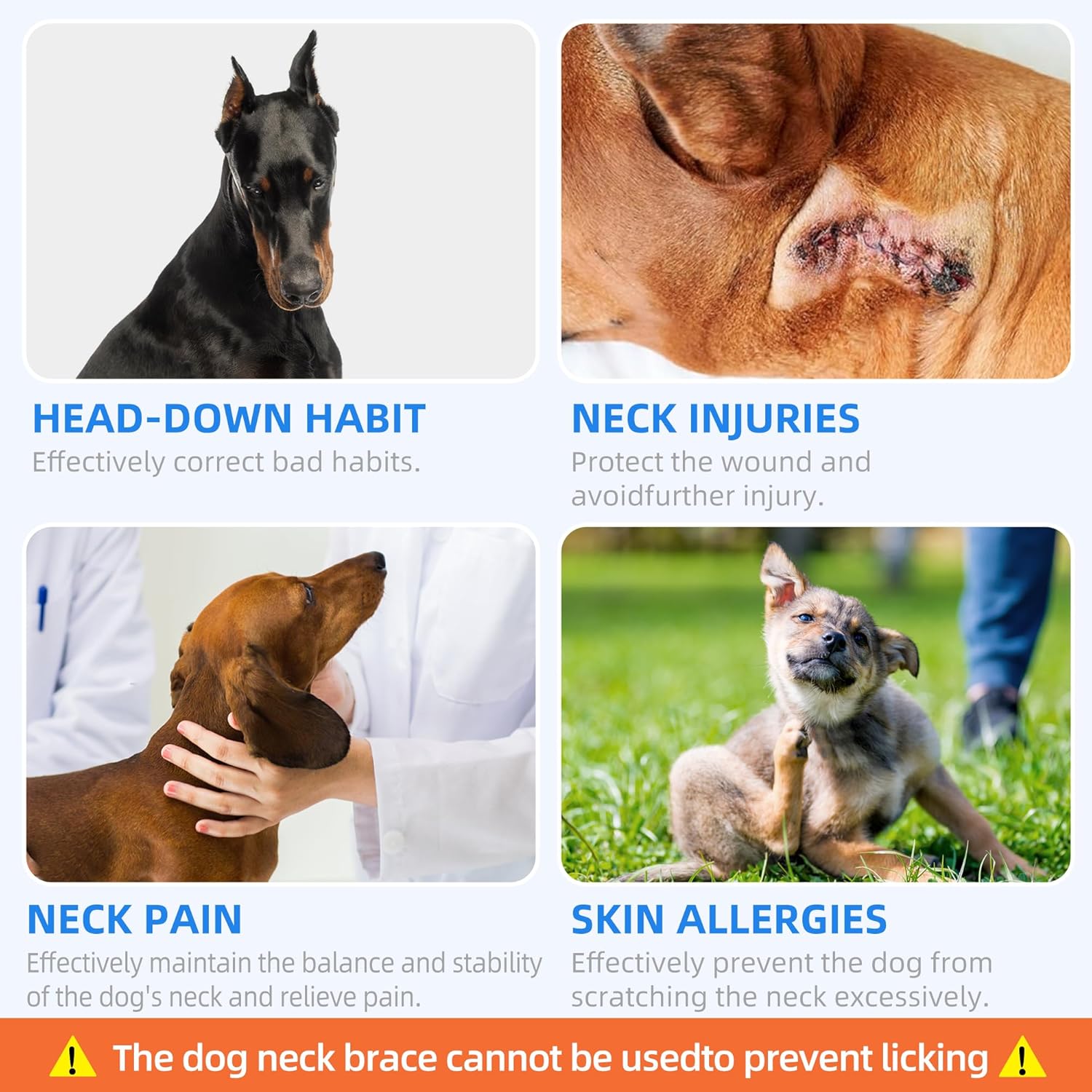Dog Neck Brace for Pet After Surgery Recovery Adjustable Breathable Neck Cervical Cone，Dog Cone Collar Recovery Head Cone for Small Medium Dogs Puppies Kittens with Spinal IVDD Lssues