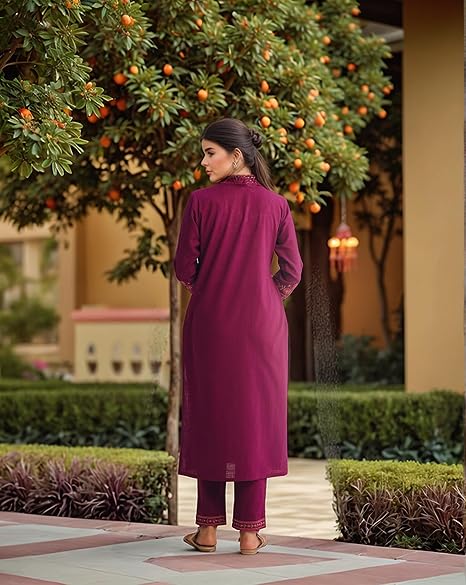 GoSriKi Women's Rayon Viscose Embroidered Straight Kurta with Pant & Dupatta - Image 2