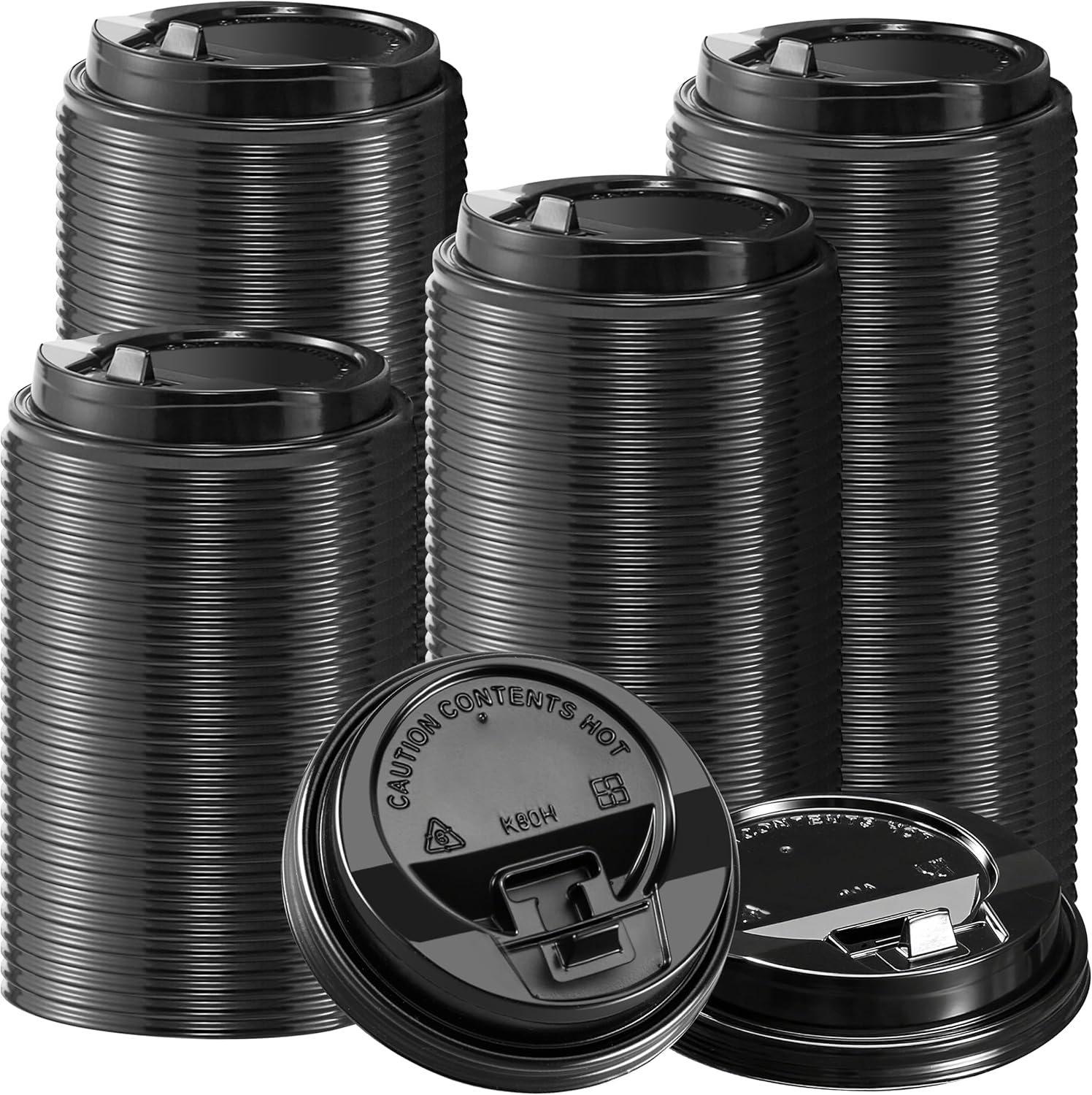 Lamosi 180 Pack Coffee Cup lids, Disposable Plastic Lids for 10, 12, 16, 20, 24 oz Paper Cups, 3.54 Inches/90 mm Diameter - Black