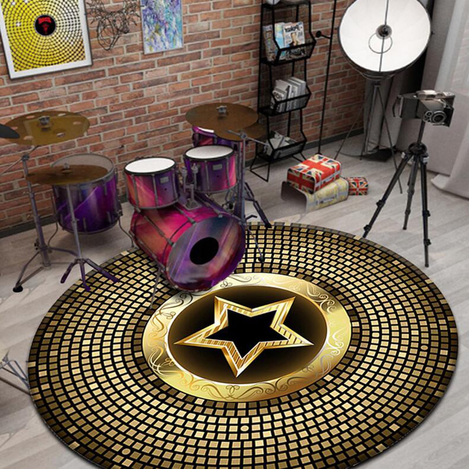 Tappeto Insonorizzato per Batterie Elettroniche Rullante Acustica Snare Coperta Antiscivolo Tappetino Insonorizzato per Grancassa Rullante Tamburo Jazz Tappetini(Size:100cm,Color:G)
