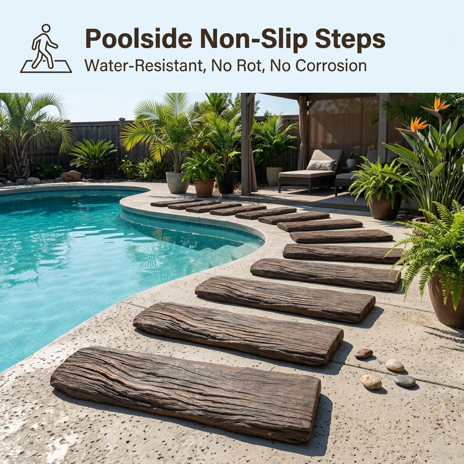 Finto Legno Stepping Stones Finitrici Esterni Artificiali a Bordo
