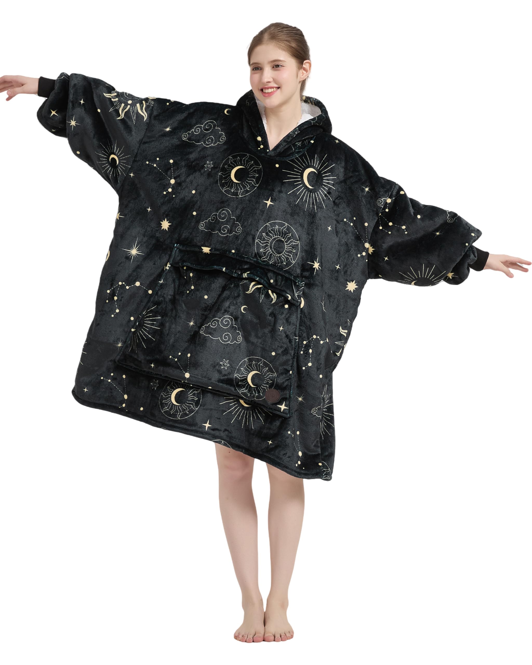 Coperta indossabile Felpa Fodera Sherpa Oversize, Comoda Super Morbida Coperta di Peluche Caldo hoodiedonne Uomini