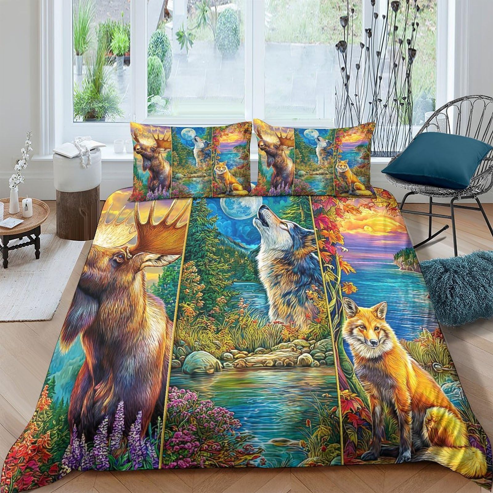 Housse de couette animaux sauvages microfibre douce et respirante pour homme