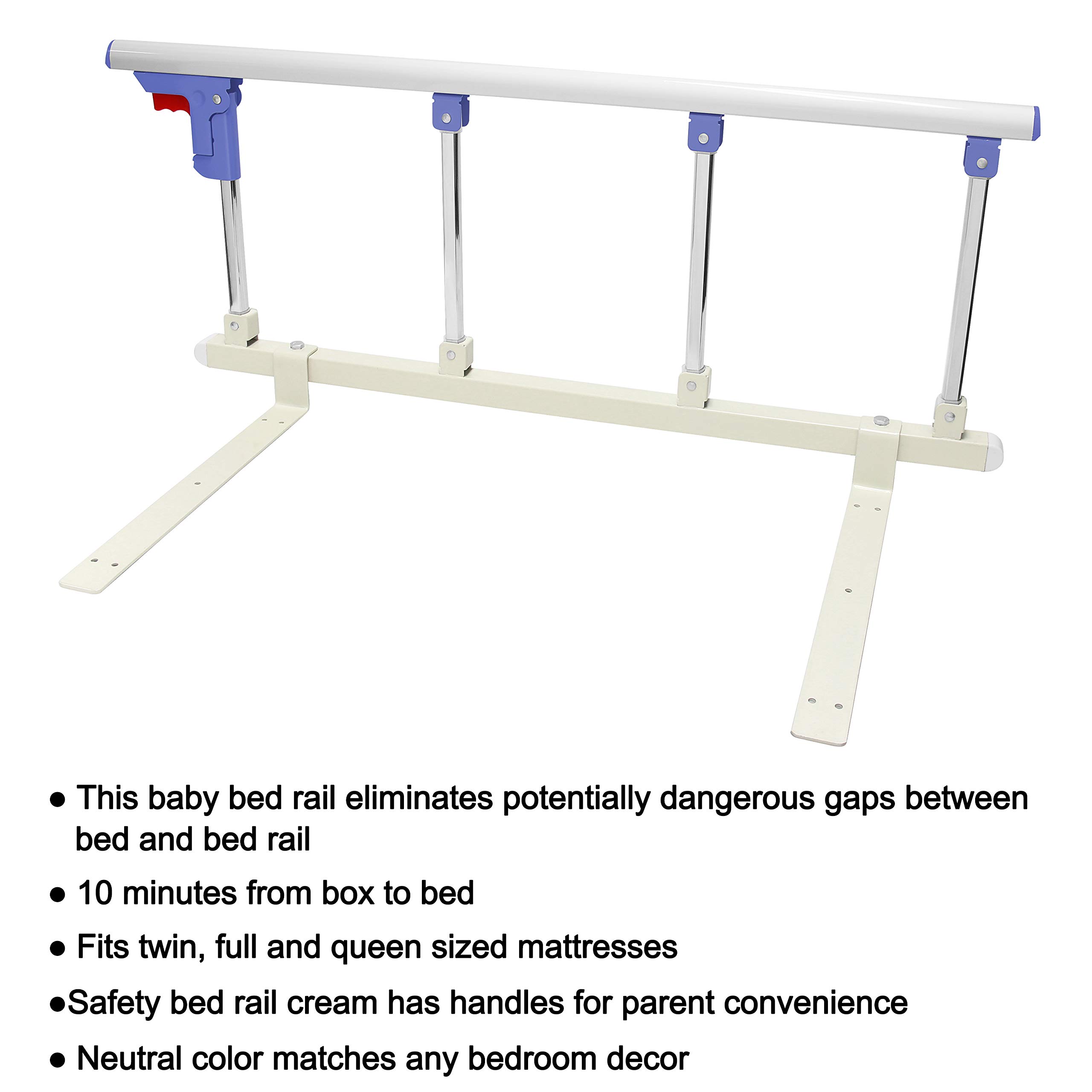 Bed Rail Safety Side Guard - Assist Handle Handicap Bed Railing - Folding Hospital Bedside for Elderly, Seniors, Adults