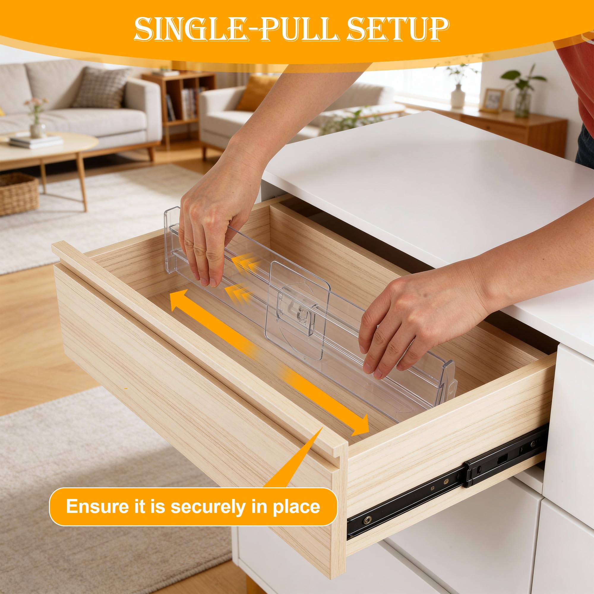 Separadores De Cajones Ajustables 8 Piezas 28,5-50,5 Cm Transparentes Organizador Cajón
