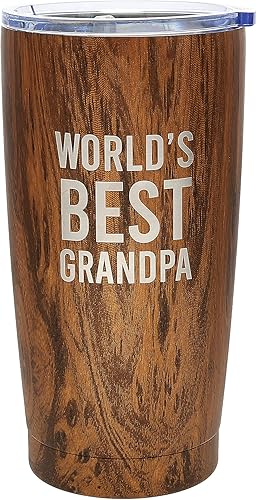 Miniatura 9 de Pavilion - Vaso de viaje de acero inoxidable de 20 onzas, acabado de madera, regalos para papá de hija, hijo, taza de viaje aislada con tapa, regalo