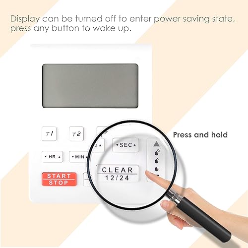 Miniatura 5 de Runleader Temporizador digital de cocina de escritorio, 4 temporizadores de cuenta regresiva y cronómetros con reloj de 1224 horas, alarma de