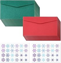 Tuparka Christmas Card Envelopes - Red & Green, Square Flap, 60