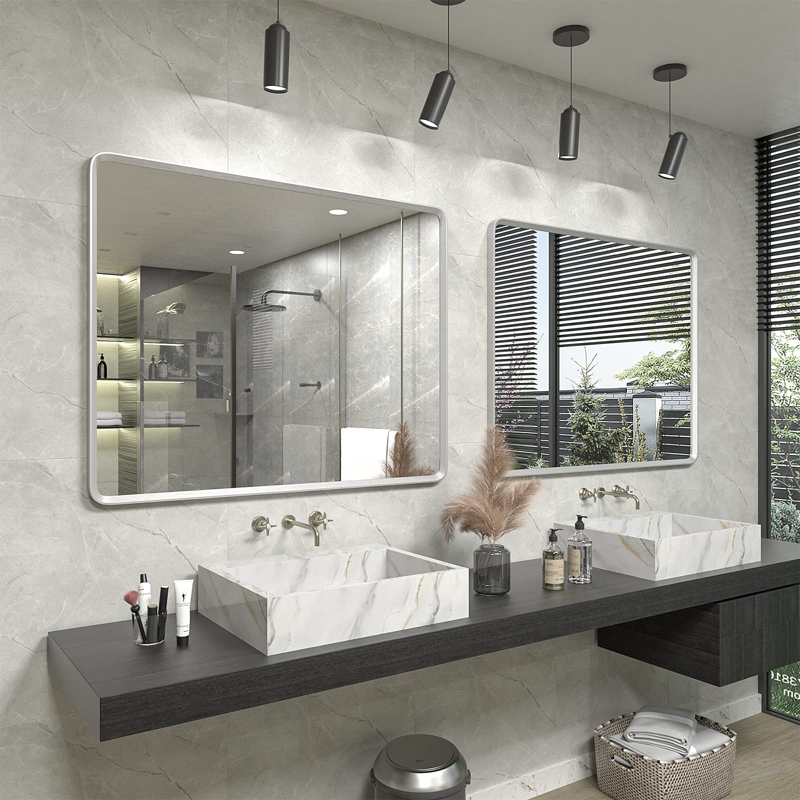 Riho　1001 Amazon.com: GOLOMO 48x32 Inch Silver Bathroom Mirror for