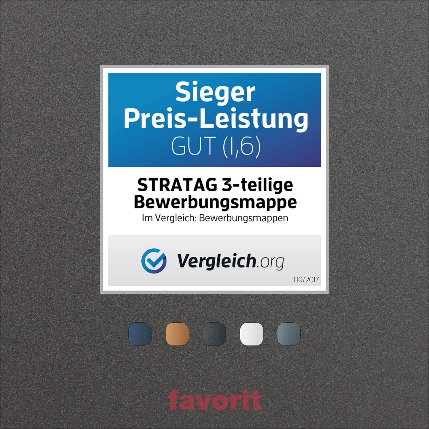 20 Stück 3-teilige Bewerbungsmappen Anthrazit Metallic mit 2 Klemmschienen - Premium-Qualität mit hochwertiger Prägung BEWERBUNG - direkt vom Hersteller STRATAG