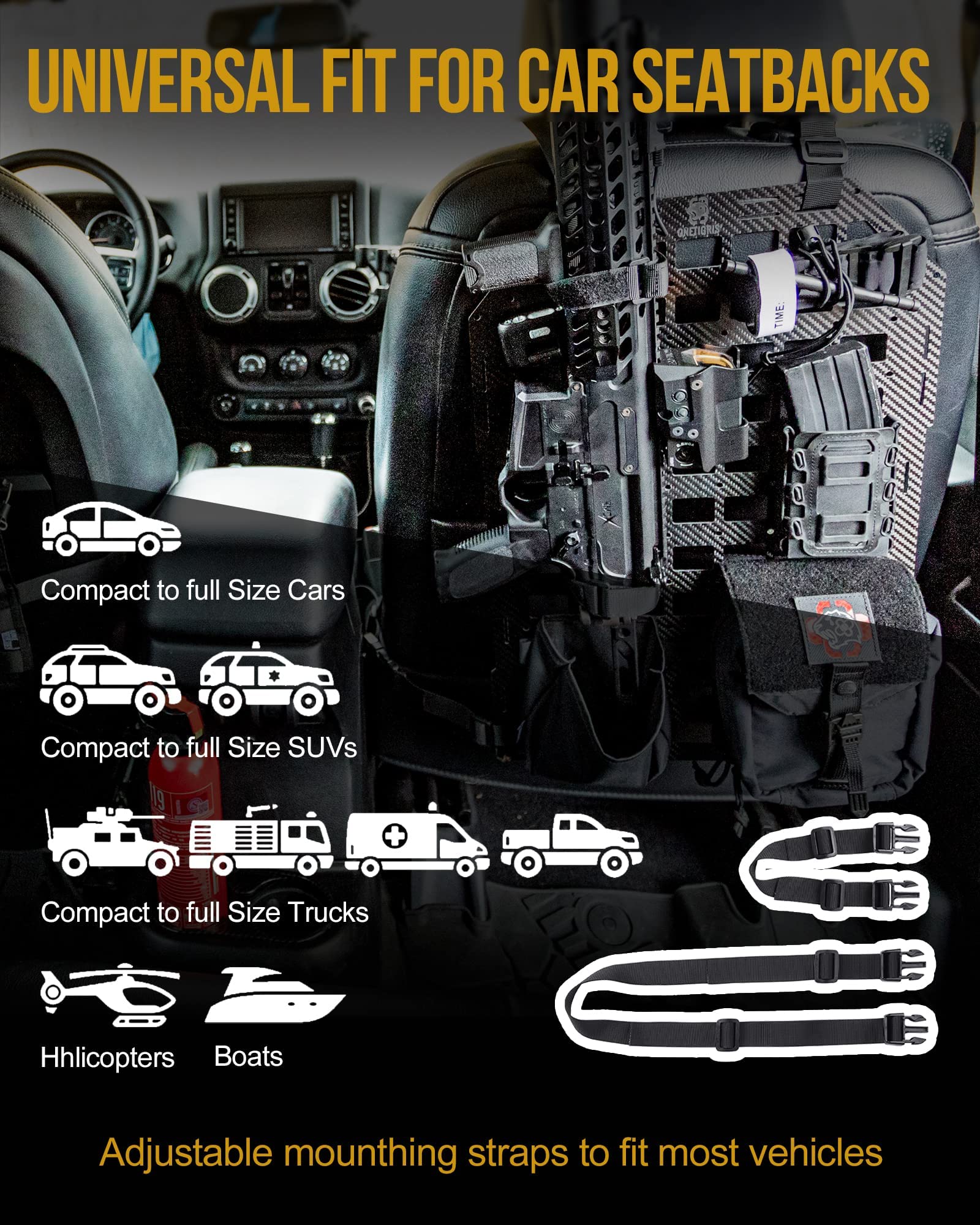 Car Seat Back Organizer, 2PCS Tactical Rigid MOLLE Panel Universal Car Seat Panel