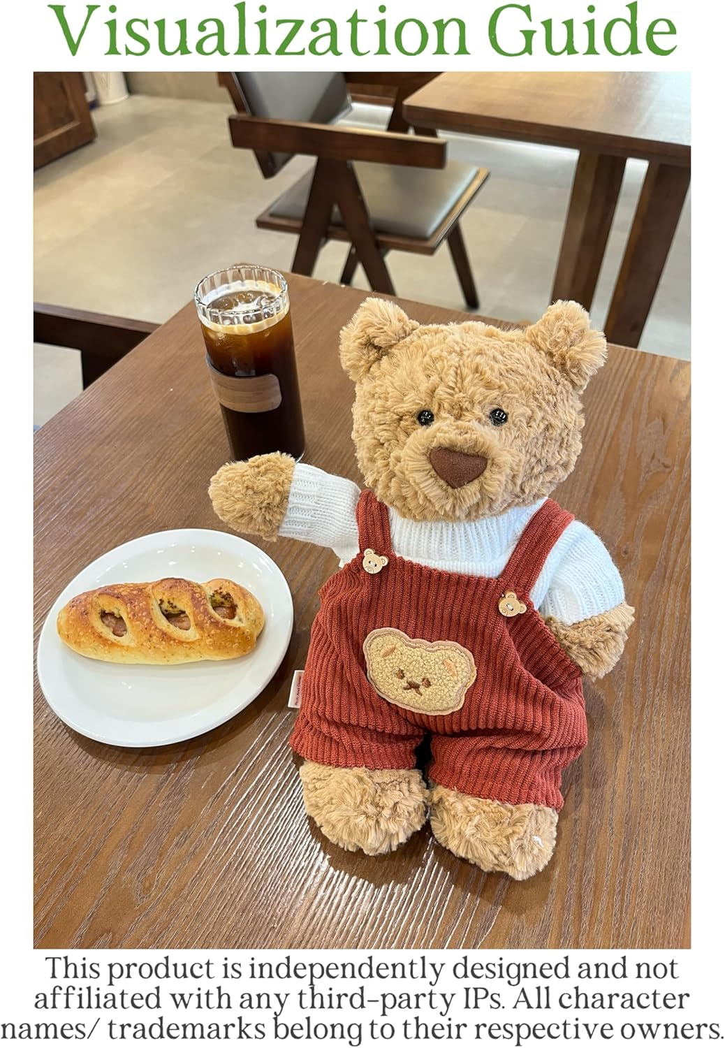 9-12"/30cm Plush Outfit Set: Knit Sweaters + Corduroy Overalls for Medium Bartholomew Bear Doll Clothing for Fuller-Figured Teddy Bears (NO Doll)