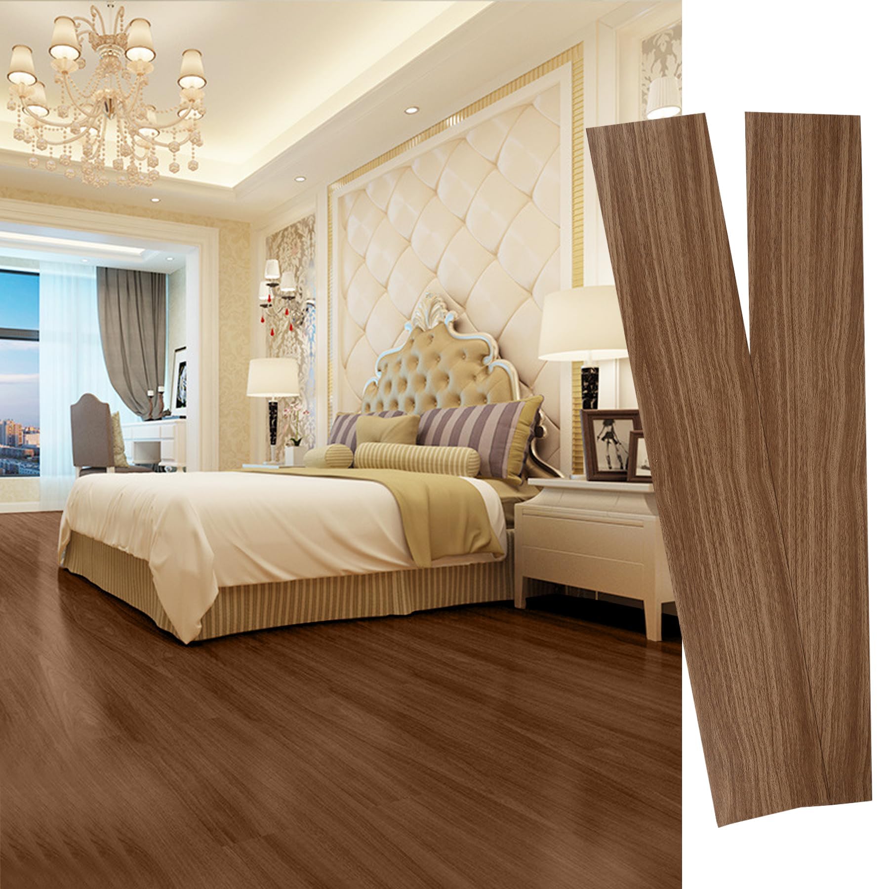 peel and stick floor tile?36×6in?peel and stick flooring easy to install?self adhesive waterproof, scratch proof for rental houses, bedrooms, kitchens (36, 523, 36 x 6 inches)