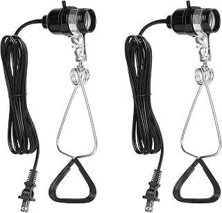Simple Deluxe HIWKLTCLAMPSOCKETX2V1 150 Watt E26 Bakelite Light Socket with Clamp (No Bulb Included) 18/2 SPT-2 Gauge 6 Feet Power Cord, 2 Pack, Black