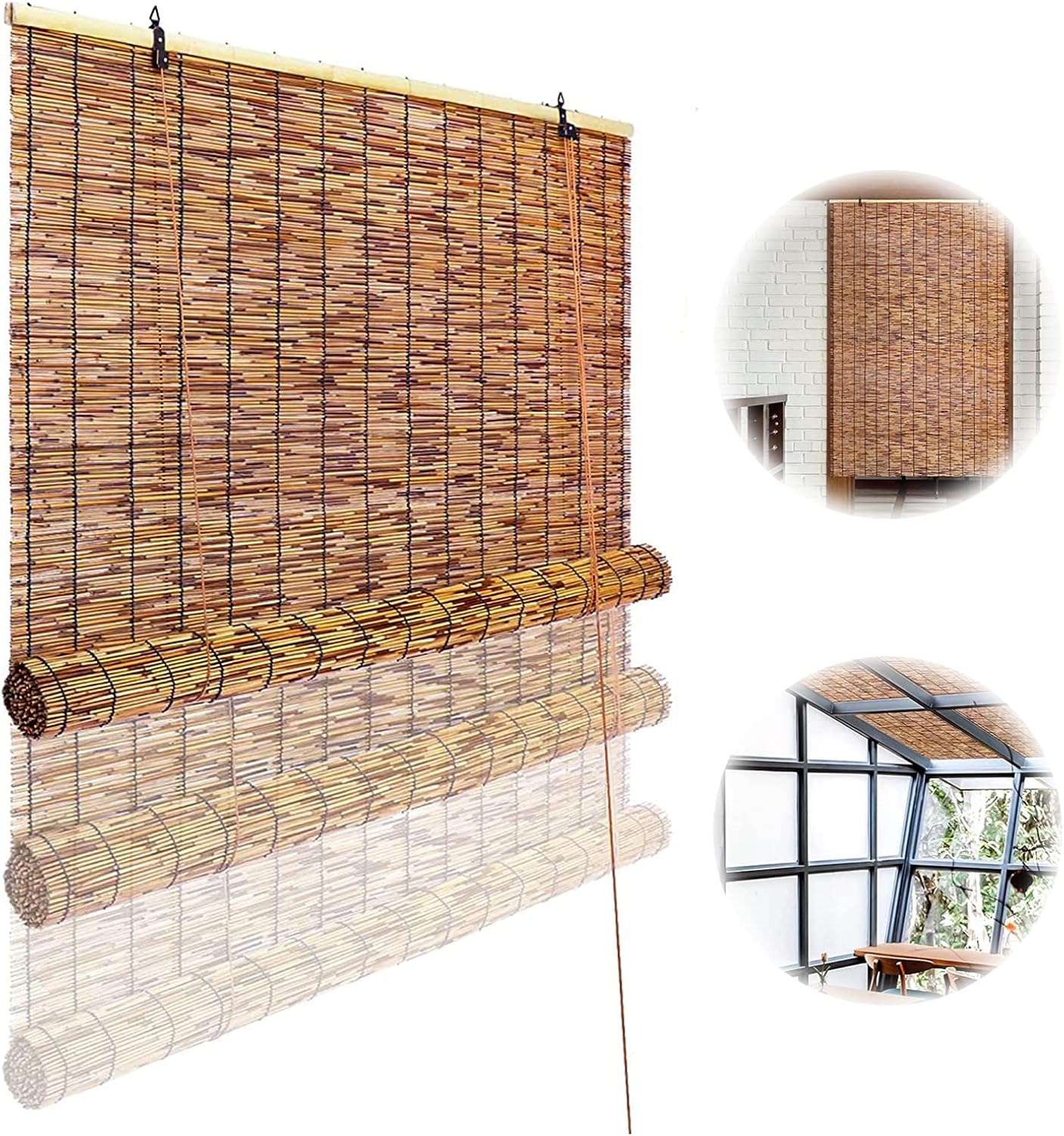 OCAZI Bamboo Roll Up Blinds Bamboo Shades Blinds Natural