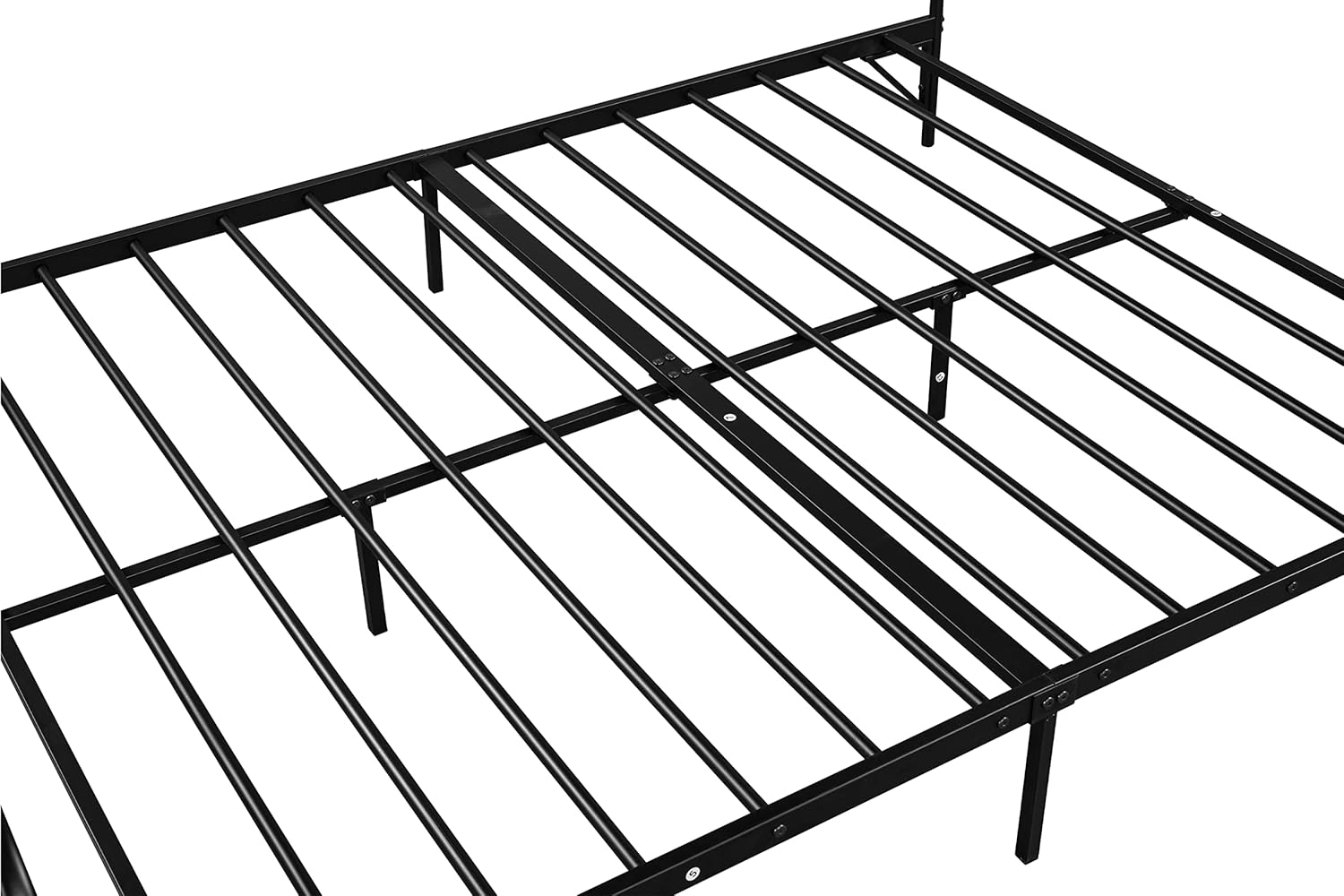 Queen Size Metal Canopy Platform Bed with Headboard,Metal 4 Poster Canopy Metal Bed with Sturdy Bed Frame (Black)
