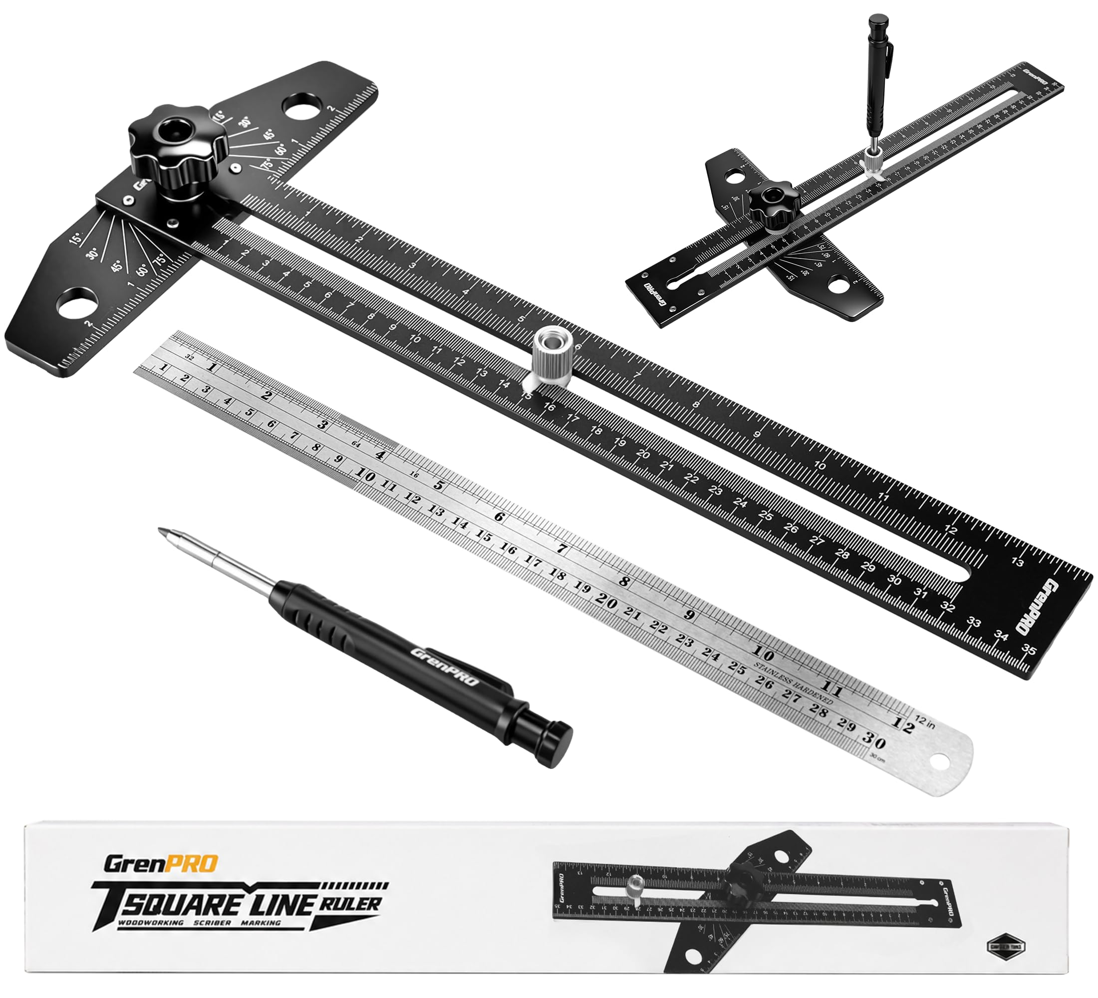 GRENPRO Speed Combination T-Square Woodworking Carpenter Angle Finder Ruler — Amazon image 9