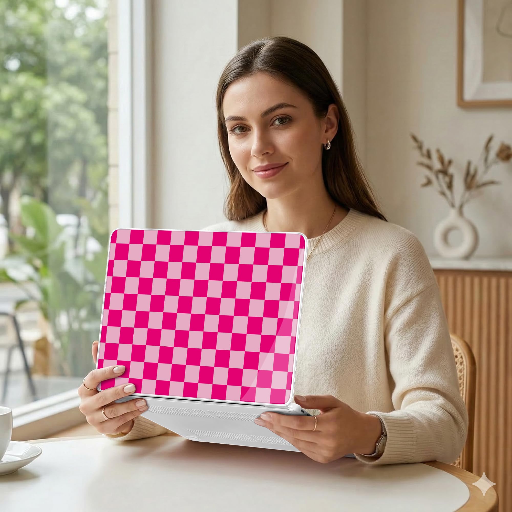 MEEgoodo Custodia stampata 4 in 1 per MacBook Neo 13" modello A3404, versione 2026, custodie rigide per laptop con skin per tastiera, pellicola protettiva per schermo e cover per webcam, a scacchiera