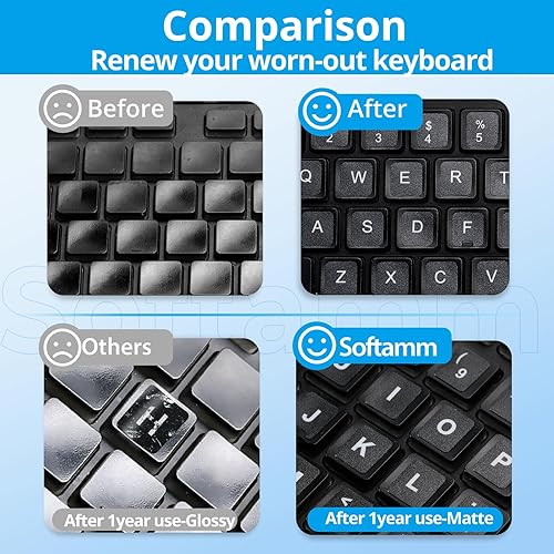 Miniatura 4 de Adhesivos para teclado inglés, 5 en 1, adhesivo de repuesto para teclado inglés con fuente blanca sobre fondo negro, universal para computadora de