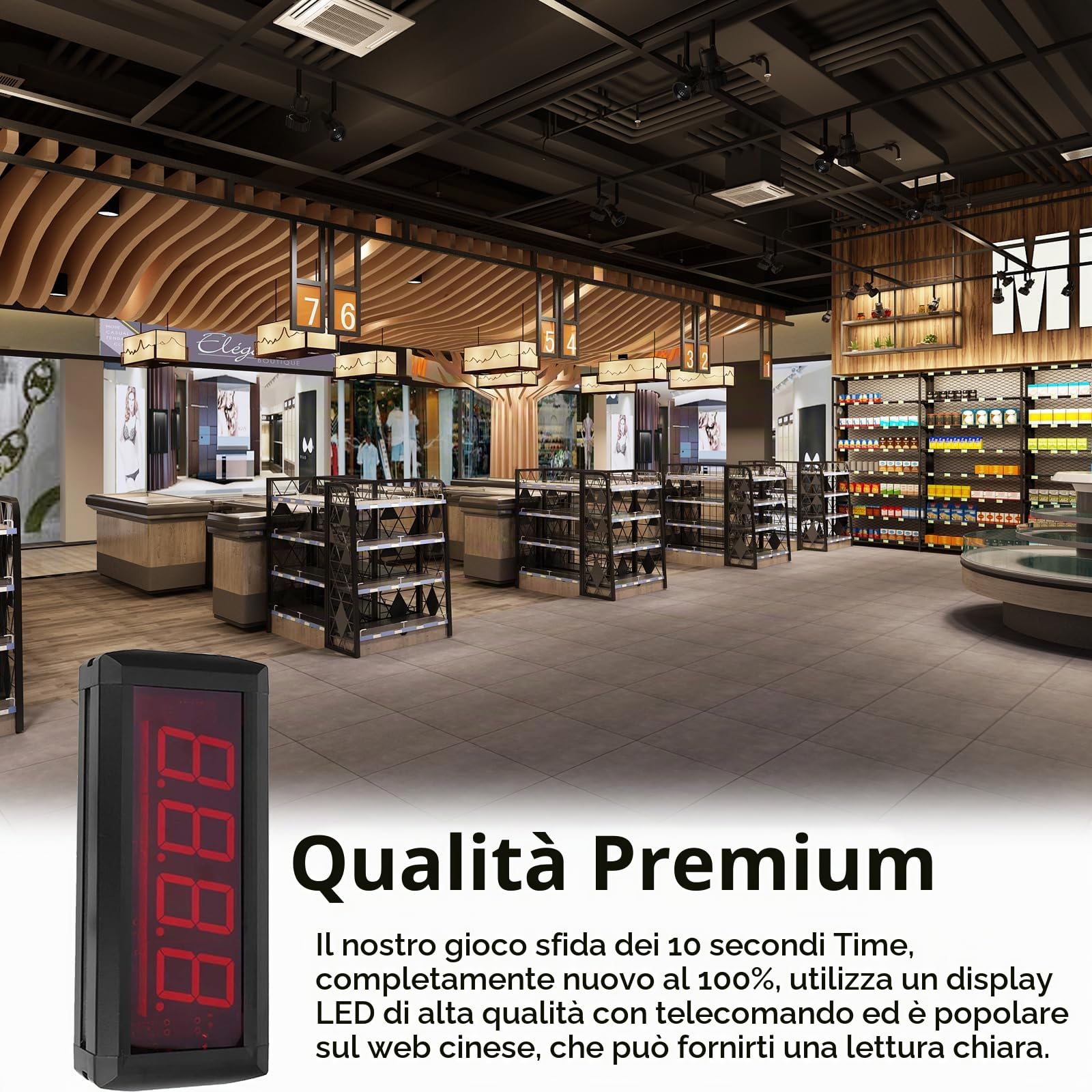 Timer LED conto alla rovescia Game macchina con telecomando e buzzer 20m area visibile AC 100-240V per negozio, supermercato, centro commerciale