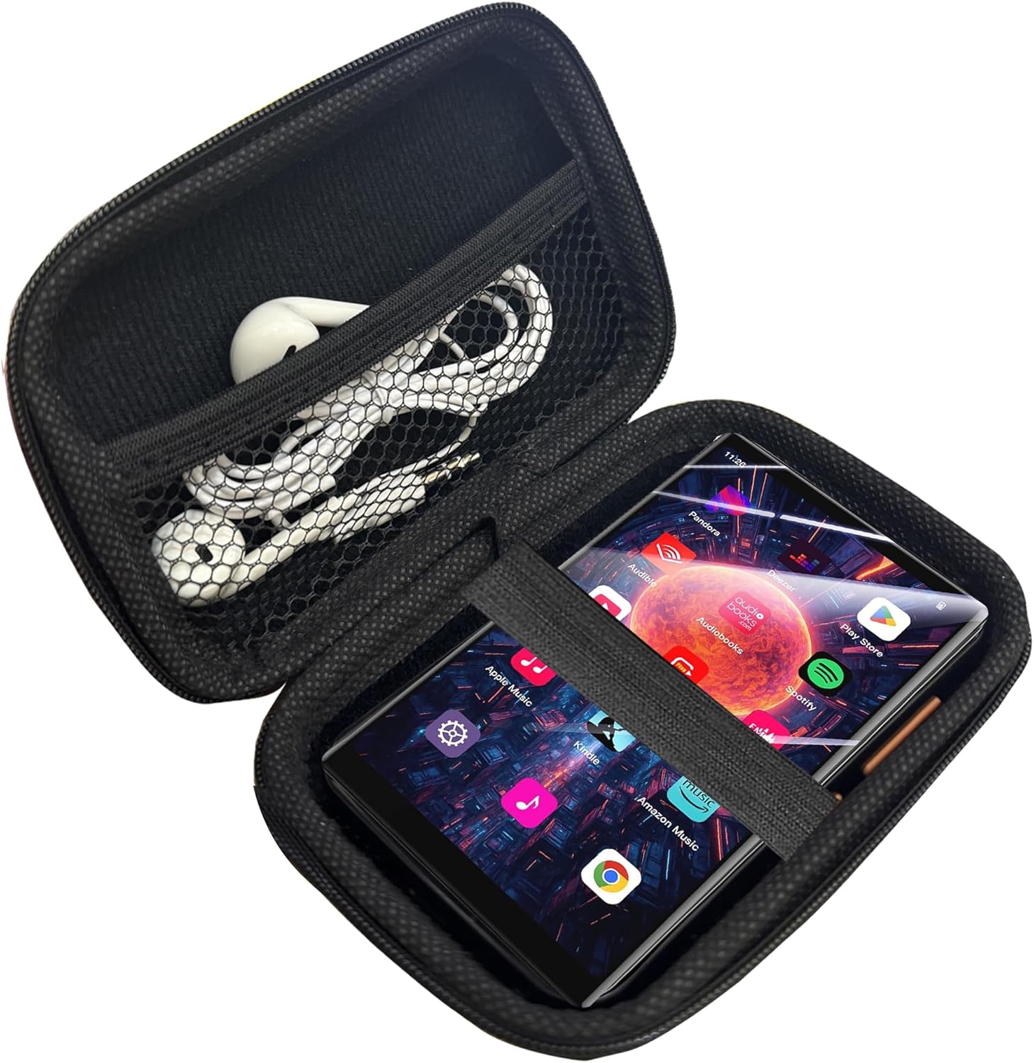 Compatible with AGPTEK T09U MP3 Player Case, Lamshaw Durable EVA Carrying Case, Shockproof & Lightweight Protective Cover Compatible for AGPTEK T09U 5'' MP3 Player (Black)