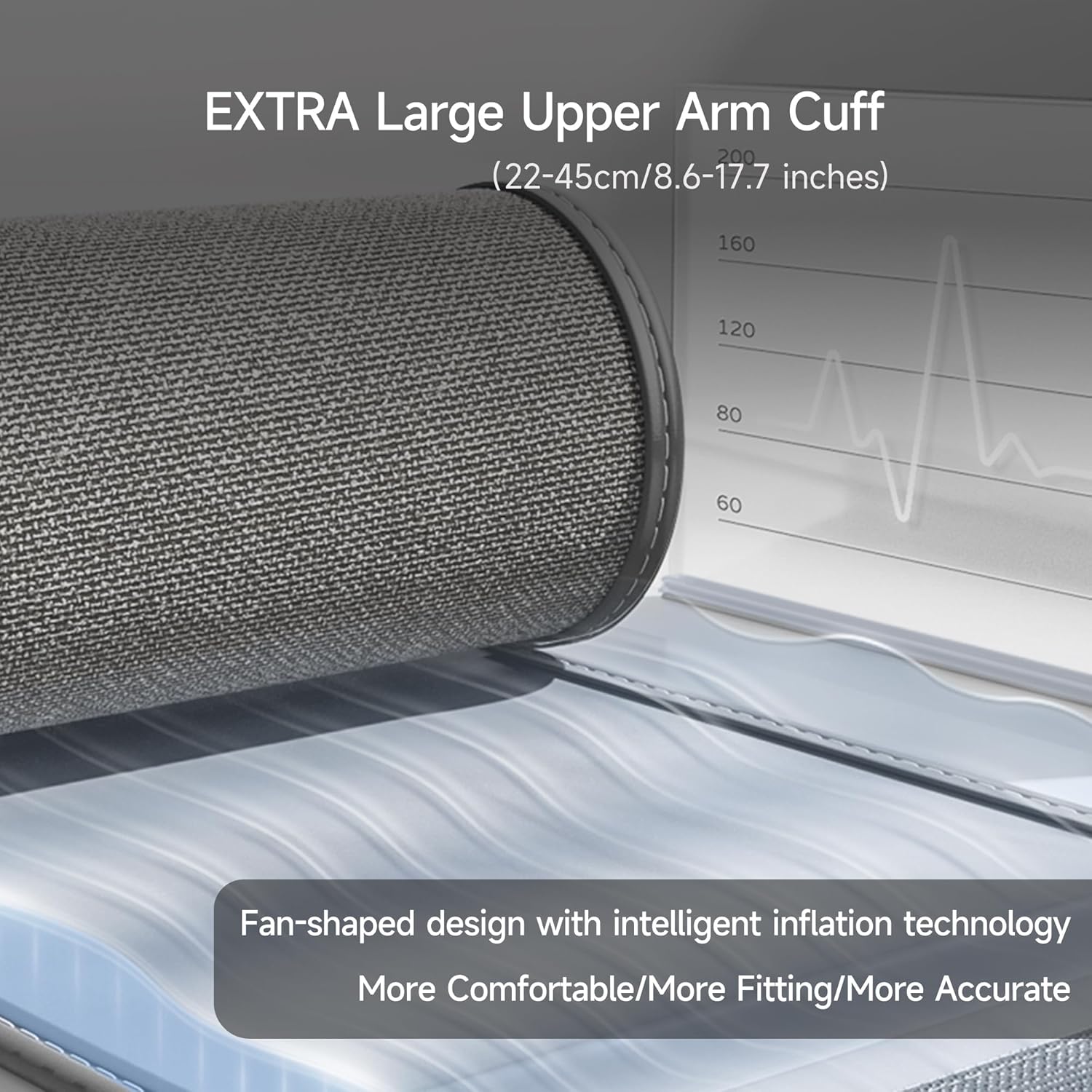 Close-up of the extra-large upper arm cuff with fan-shaped design