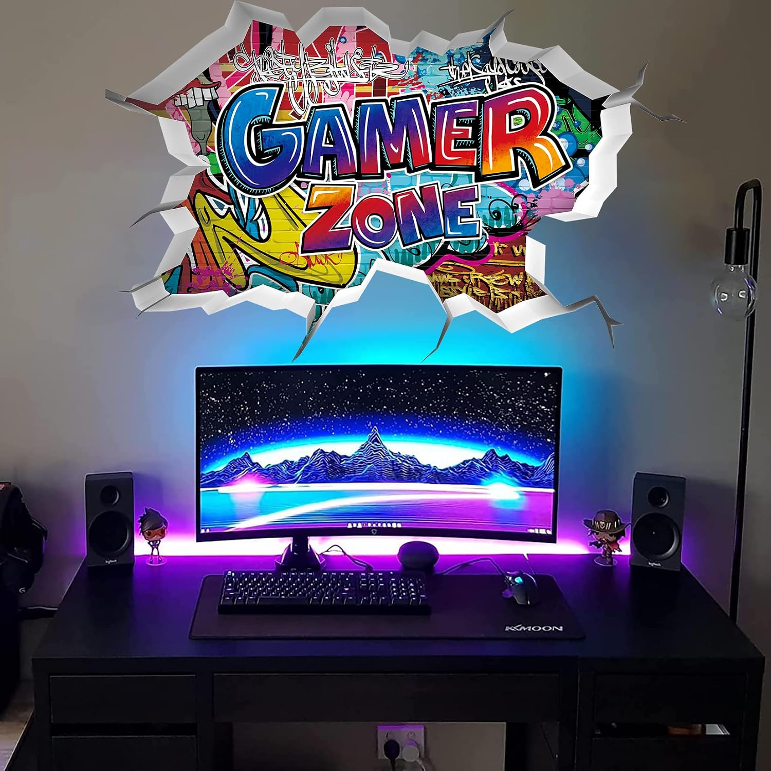 Stickers Muraux 3D Gamer - Lot De 4 Décorations Salle De Jeux - PVC 28x28cm - Pour Chambre Adolescent