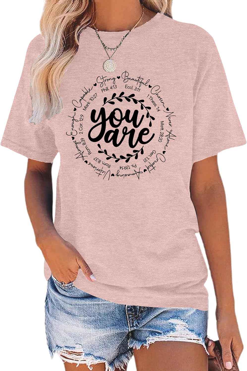 Christian Tshirts for Women You are Shirts Inspiration Tees Graphic Jesus Faith Casual Short Sleeve Blouse Tops - Image 2