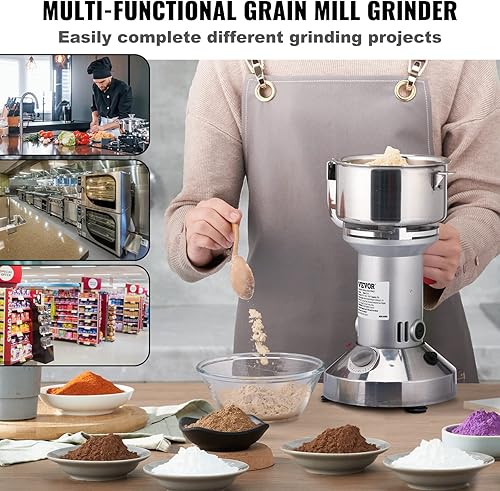 Miniatura 6 de VEVOR Molinillo eléctrico de grano de 10.58 oz, molinillos de especias comerciales de alta velocidad de 1900 W, máquina pulverizadora de polvo de