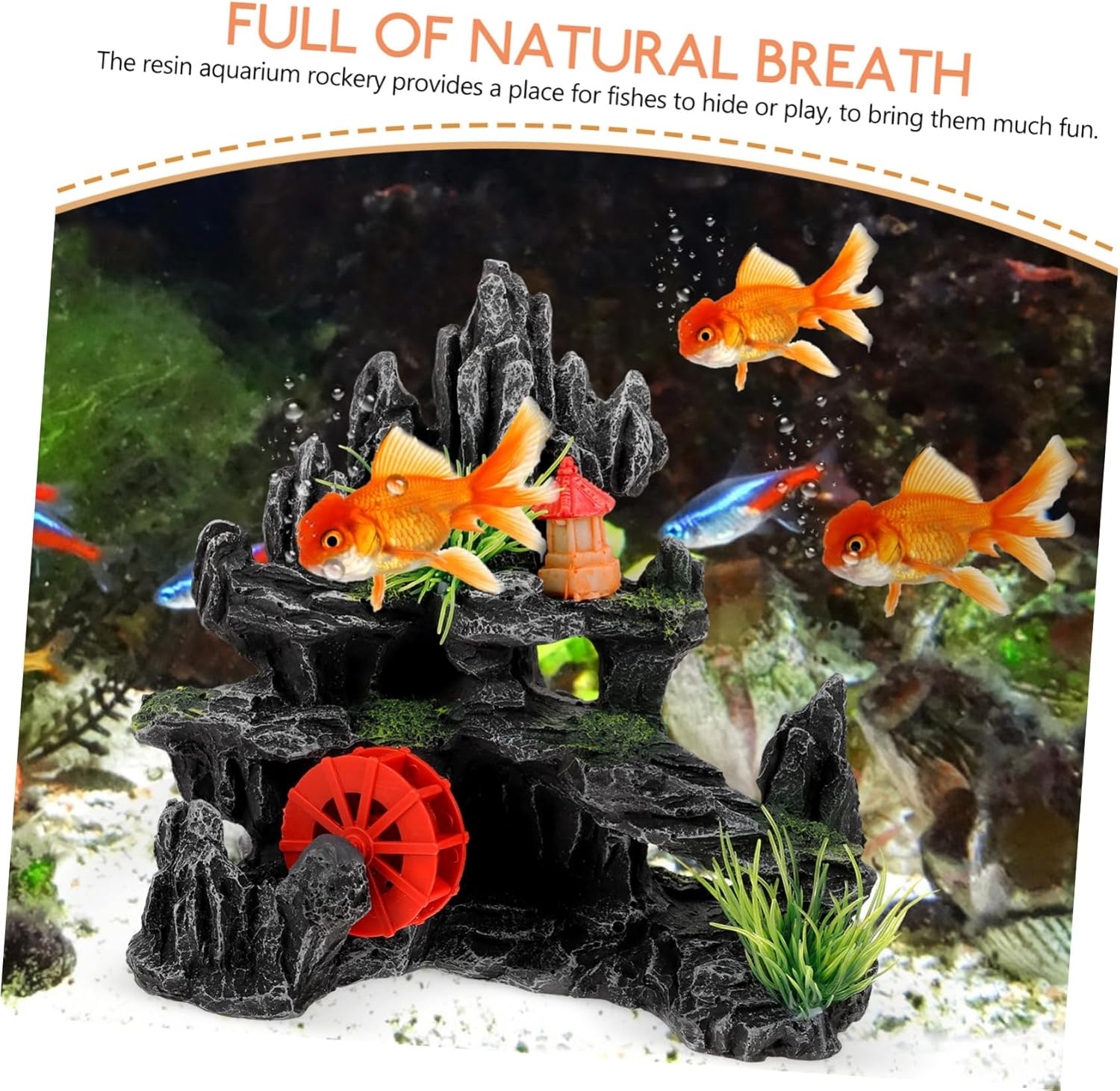 BESPORTBLE 4pcs Aquarium Rockery Decoration Resin Fish Tank Hiding Cave Realistic Rock Mountain Ornament for Aquatic Habitat for Fish Shrimp and Landscape Decor