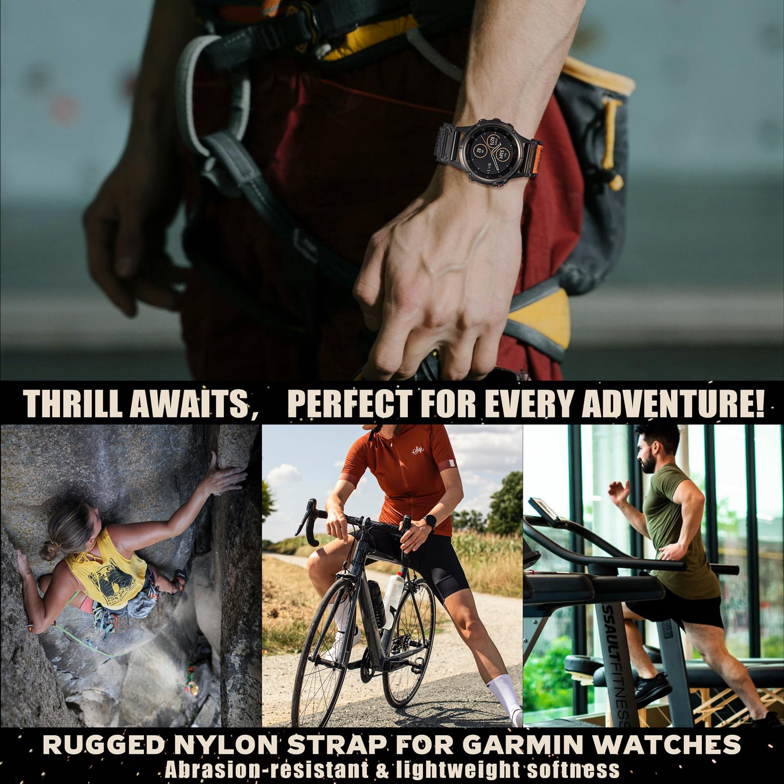Bracelet militaire 22 mm compatible avec Garmin Fenix 8 47 mm/7/7 Pro/6/6 Pro/5/5 Plus/E 47 mm, MARQ Athlete/Golfer/Driver/Captain/Adventurer/Commander, Instinct 2/Crossover/Tacical/Esports/Tide, D2