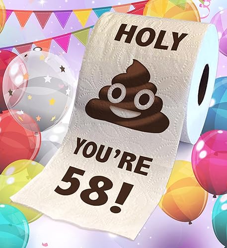 Miniatura 2 de Printed TP Holy Poop You're 58 - Papel higiénico impreso con texto en inglés Happy 58 Birthday, divertido papel higiénico para la mejor broma,