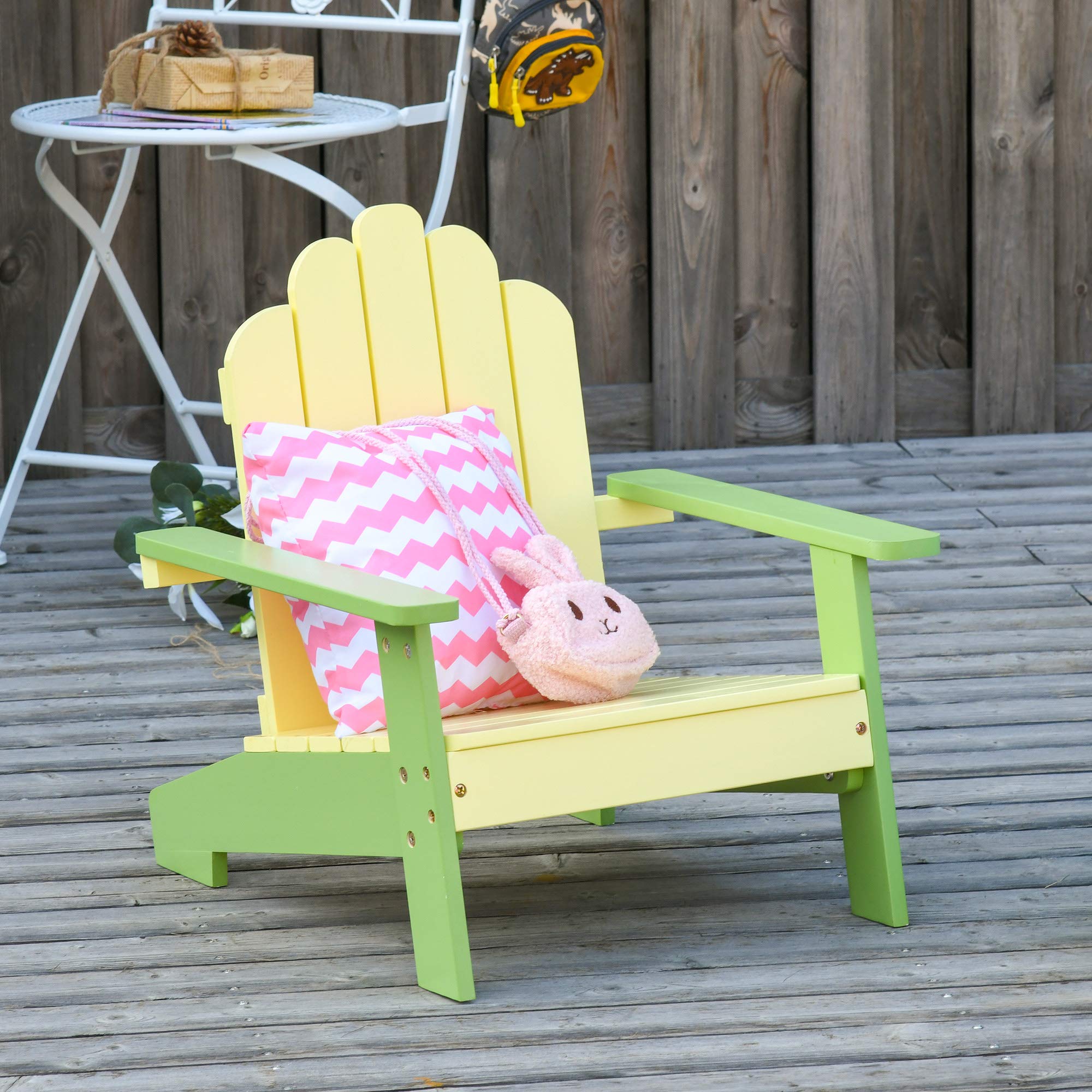 Outsunny Sedia per Bambini da Giardino Adirondack in Legno di Pino Verde