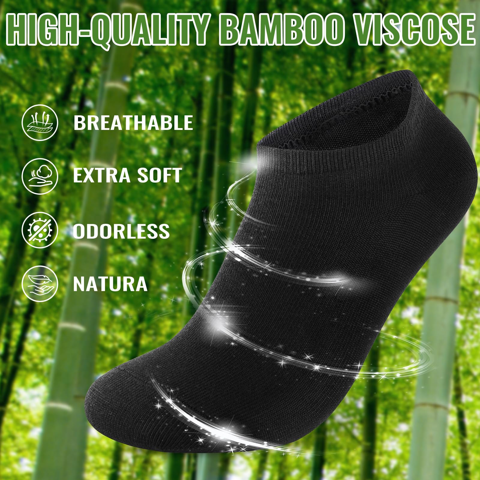 Effeet Calzini a Caviglia in Bambù per Uomini e Donne, 10/20 Paia Bassi – Assorbimento Umidità, Asciugatura Rapida, Ultra-Morbidi, Adatti alla Pelle, Traspiranti, Anti-Sudore - 4